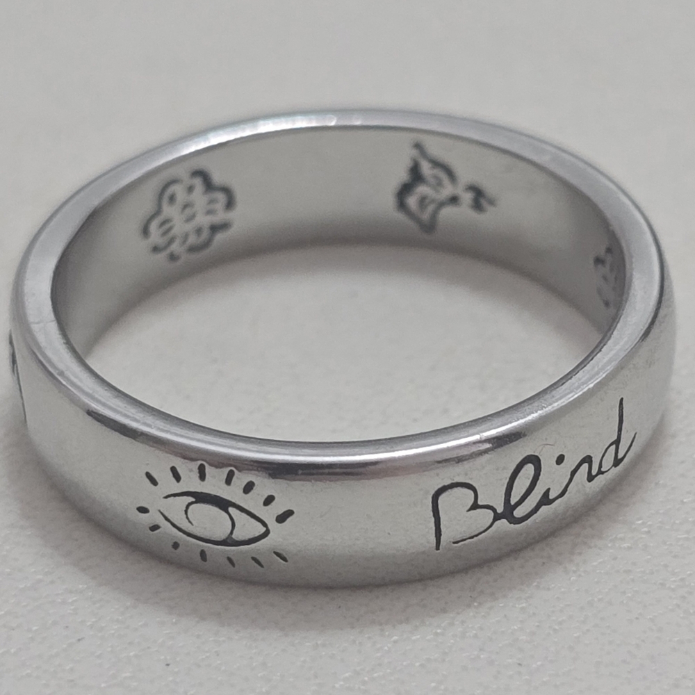 Unisex Gucci Blind For Love Silver Band Ring Size   9 US - Picture 7 of 12